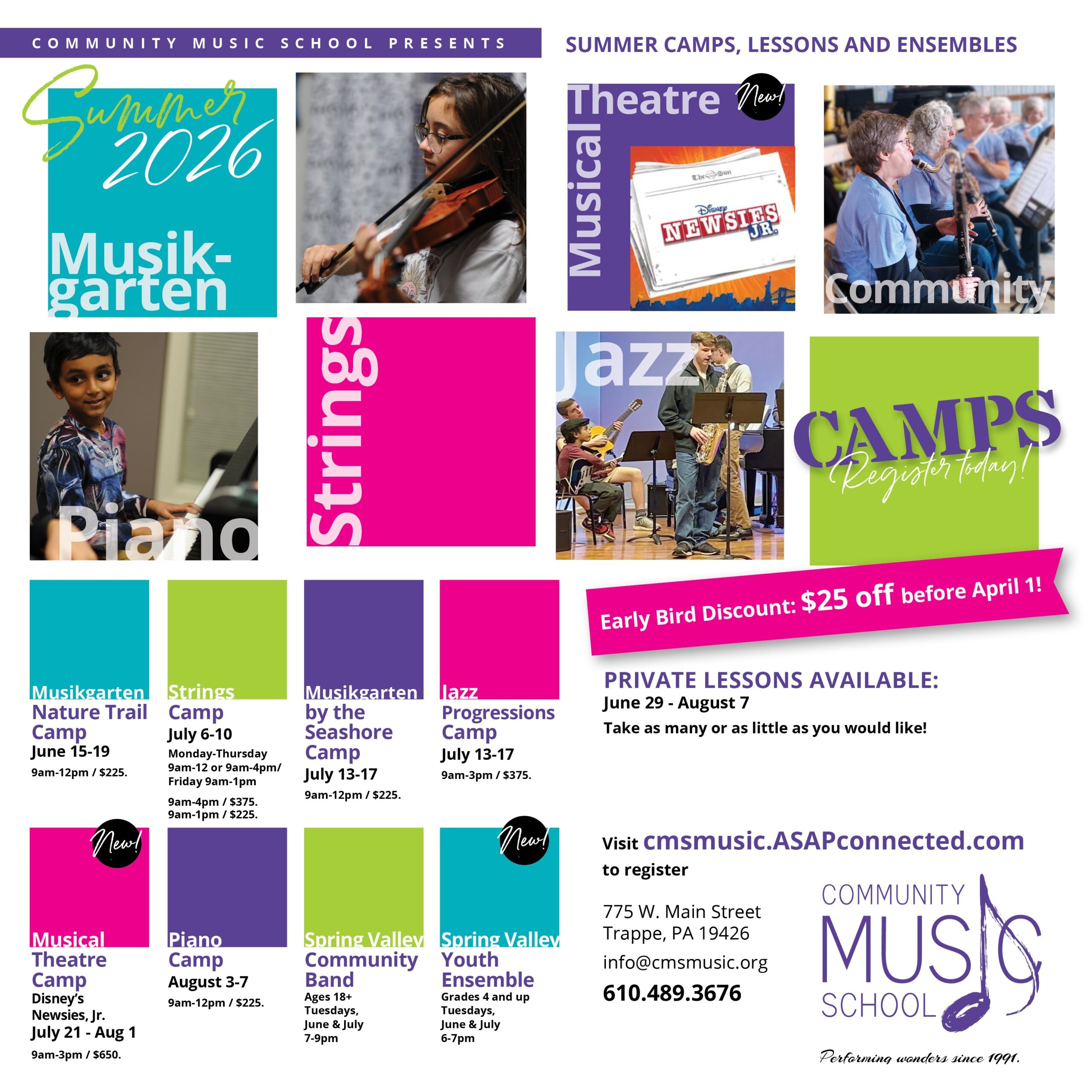 Summer Programs 2026 CMS Music School Trappe PA